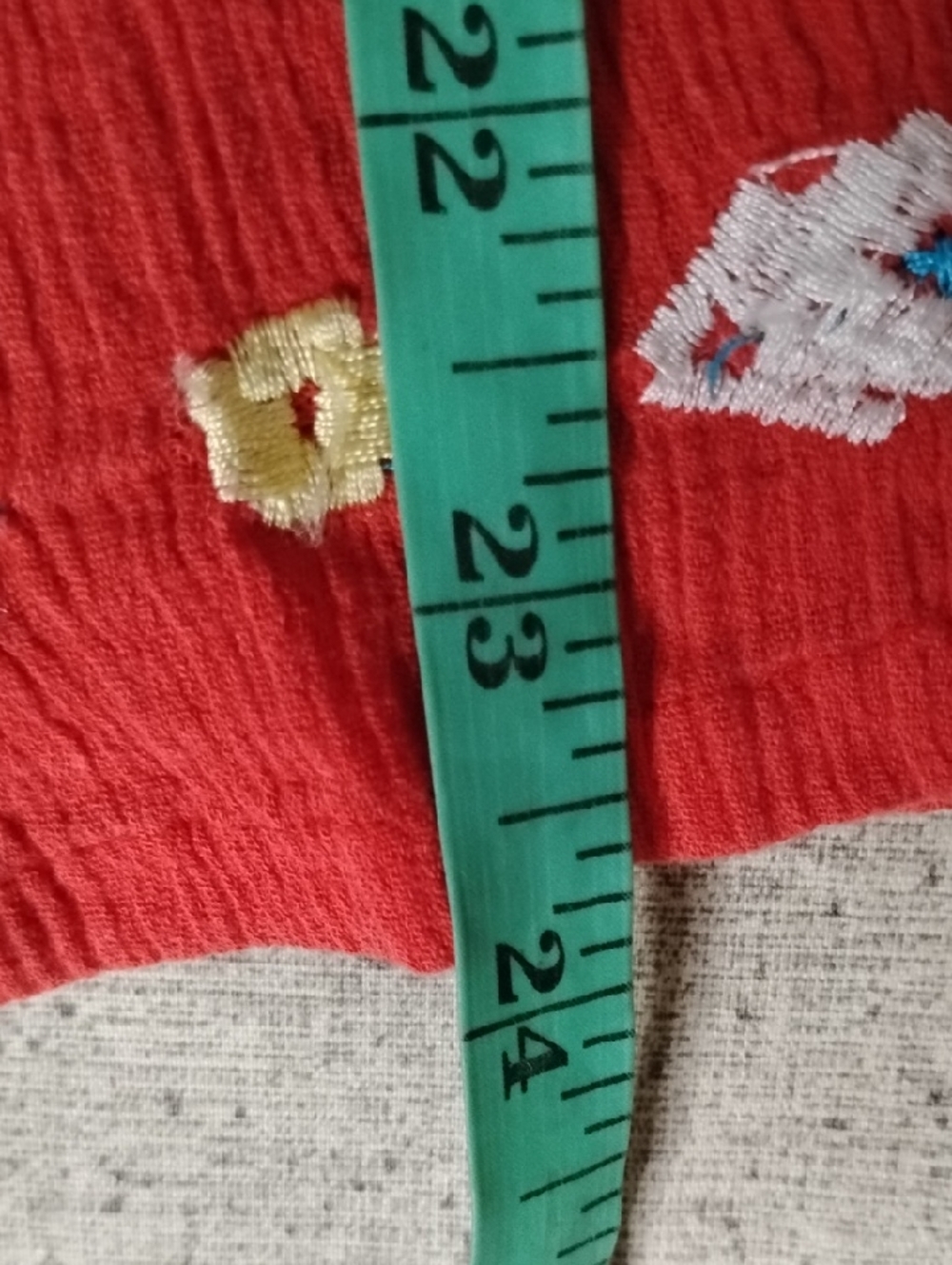 Embroidered Red Boho Square-Neck Top - Picture 5 of 6